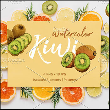 绿色新鲜猕猴桃剪贴画矢量水果背景素材