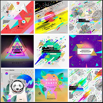 20款创意抽象彩色几何艺术渐变图案矢量海报背景素材