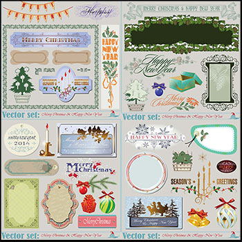 圣诞节和新年矢量装饰插图画框
