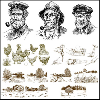 11套人物动物和物体素描第一素材网矢量插图精选