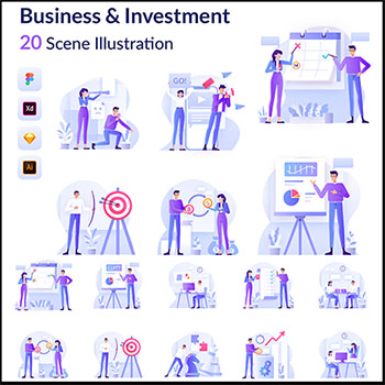 商业投资金融APP第一素材网矢量插图精选