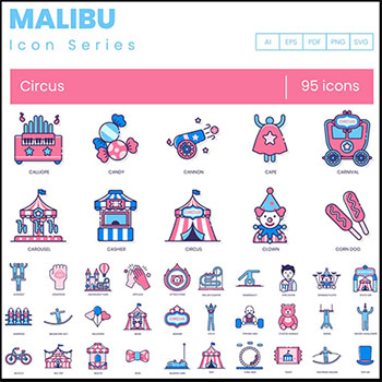 95个马戏团系列第一素材网矢量图标精选