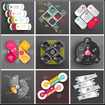 30款黑色风格商业信息图表第一素材网矢量插图精选