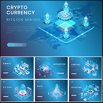 18款WEB网页电商业务2.5D高级矢量APP插画