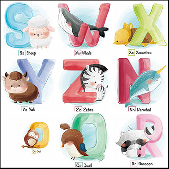 18个动物英文字母艺术字第一素材网矢量素材精选