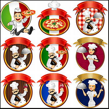 厨师和披萨LOGO第一素材网矢量图标精选