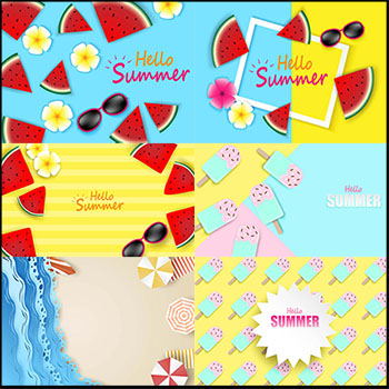 6款夏季清凉风格第一素材网矢量背景精选