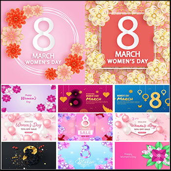 17款女神节38妇女节商场促销横幅矢量海报