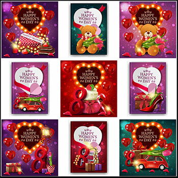 13款38妇女节女神节商场打折促销横幅海报和传单模板
