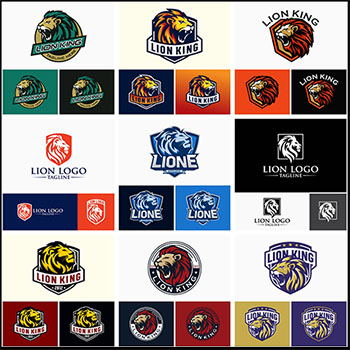 9套狮子头像矢量LOGO图标标志