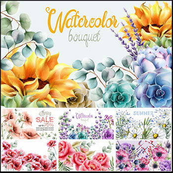 春季水彩花卉商场促销打折第一素材网矢量背景精选