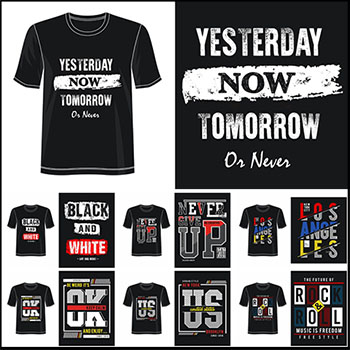 7款T恤英文第一素材网矢量插图精选图案