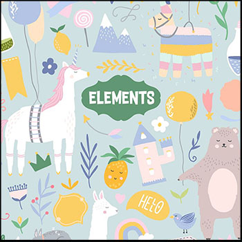 可爱卡通手绘蝴蝶植物仙人掌儿童房间服装服饰装饰第一素材网矢量素材精选