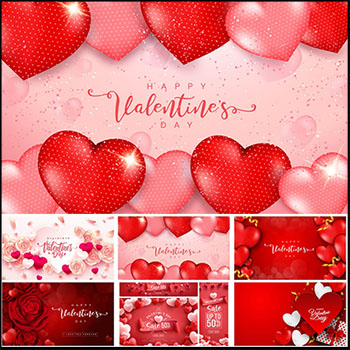 6款情人节爱情婚庆横幅爱心第一素材网矢量背景精选