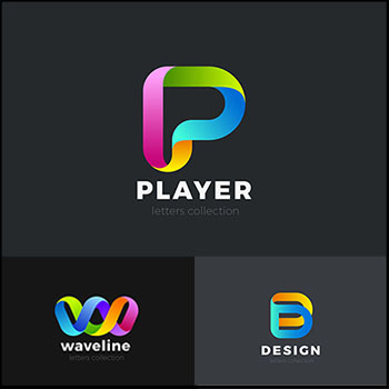 5款英文W B D P C 立体字母LOGO第一素材网矢量图标精选