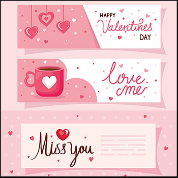 5款情人节爱情卡片贺卡爱心第一素材网矢量插图精选