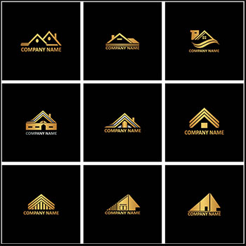 12款金色房地产建筑LOGO标志第一素材网矢量图标精选