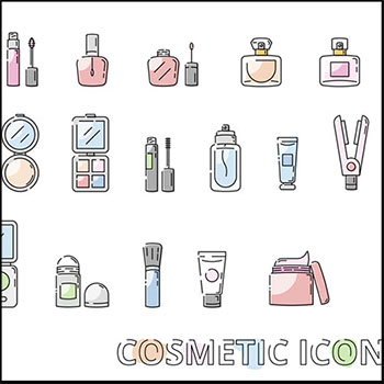 21个女性化妆品唇膏 香水 睫毛刷等第一素材网矢量图标精选