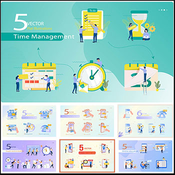10套网络电商商务办公和金融2.5D矢量插画