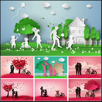 17款情人节求婚爱情婚姻美满家庭第一素材网矢量背景精选