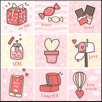 粉色可爱系情人节卡通插画第一素材网矢量素材精选