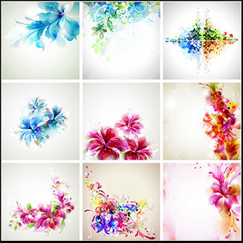 25款水彩花卉边框第一素材网矢量背景精选