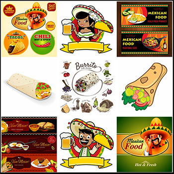 25款西餐快餐鸡肉卷汉堡第一素材网矢量插图精选