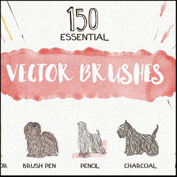150种矢量画笔 Illustrator手绘画笔AI预设