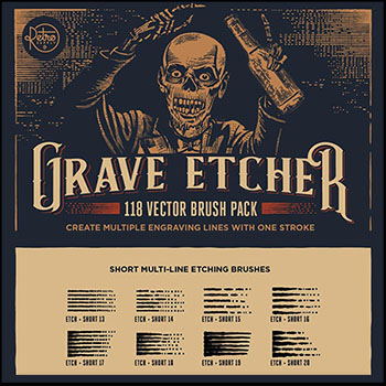 78款AI矢量手绘雕刻风格复古效果画笔