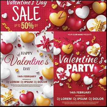 2套情人节派对海报横幅第一素材网矢量插图精选