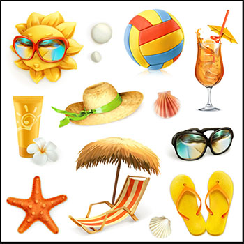 海滩渡假系列第一素材网矢量插图精选