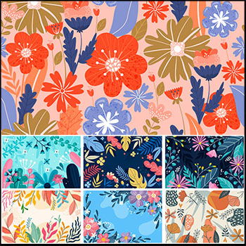 抽象花卉背景矢量平面设计素材