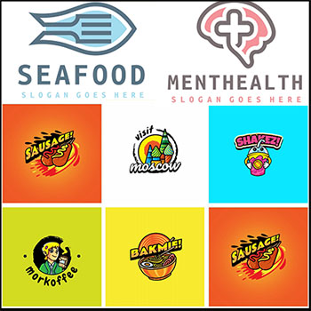 9款创意餐饮医学房地产矢量LOGO图标