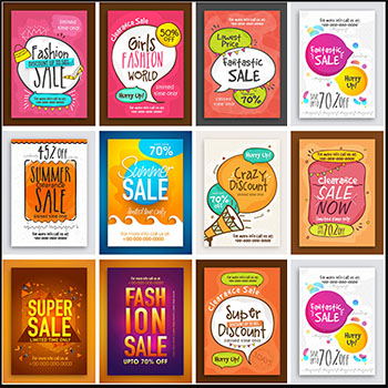 超市商场清仓销售海报、横幅、销售传单第一素材网矢量素材精选