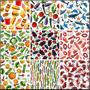 15P动物昆虫水果海底生物无缝背景第一素材网矢量素材精选