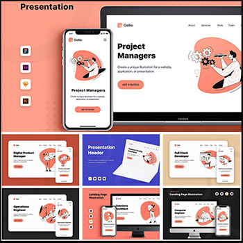 信息技术统计计算UI矢量网页插图