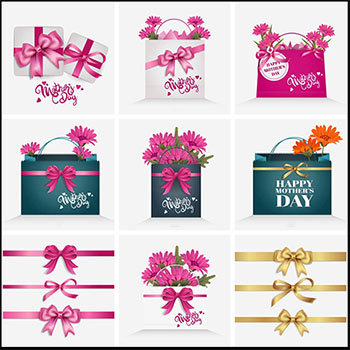 20款2020母亲节花卉装扮手提袋第一素材网矢量插图精选