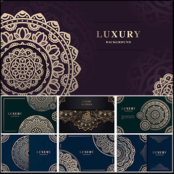 奢华曼荼罗金色花纹矢量横幅背景