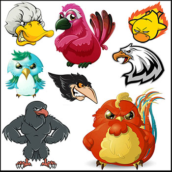 愤怒的卡通鸟类第一素材网矢量插图精选