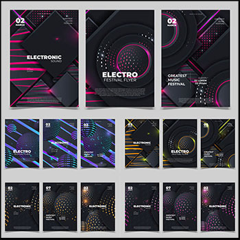 7款电子音响创意音乐节矢量海报模板