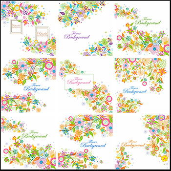 彩色花卉第一素材网矢量背景精选