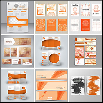 黄色色调企业介绍传单三折页第一素材网矢量素材精选