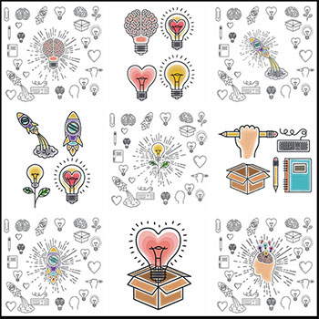 10款创意脑洞打开大脑灵感爆发第一素材网矢量插图精选