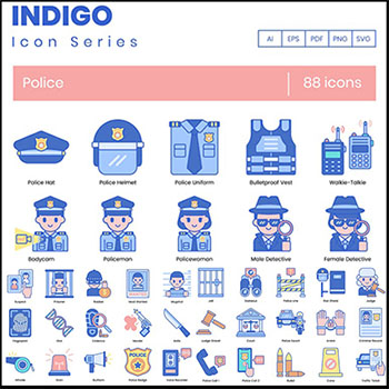 警察法官侦探犯人等蓝色第一素材网矢量图标精选