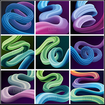 10个抽象3d彩色曲线高级插图背景第一素材网矢量素材精选