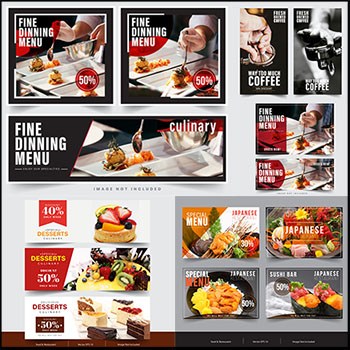 蛋糕美食咖啡横幅促销打折矢量海报