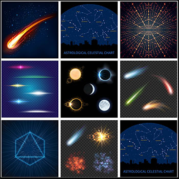 星光流星月亮月全食第一素材网矢量背景精选插图