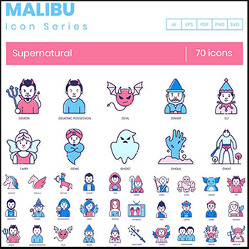 70款鬼怪僵尸等邪恶力量第一素材网矢量图标精选