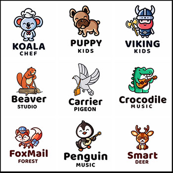 10款动物线性设计公司LOGO标志模板