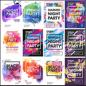 时尚水彩泼墨简约宣传海报第一素材网矢量素材精选